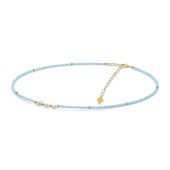Colier argint placat cu aur galben cu cristale turcoaz si perle DiAmanti CN077Y-AS